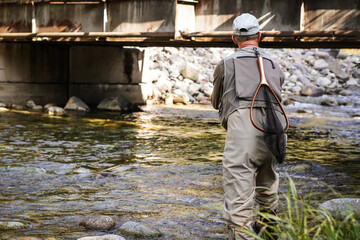 The fisherman is ready to go fishing.