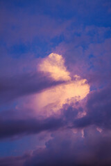 残照に染まる入道雲