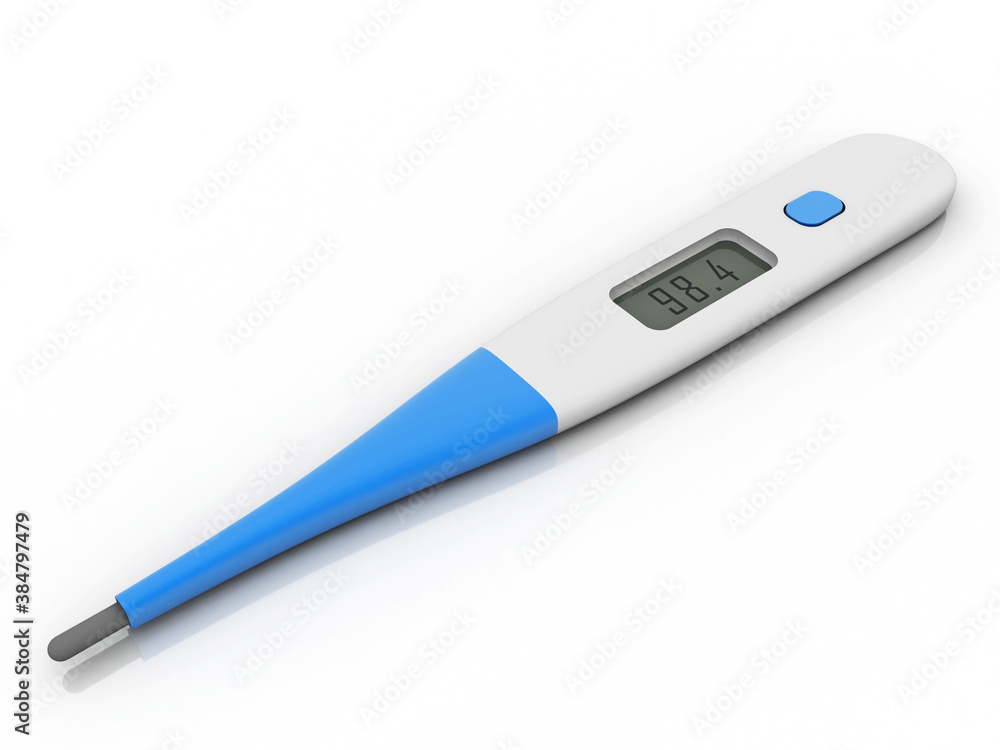 Poster 3d rendering fever checking electrical thermometer