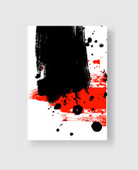 Fototapeta na wymiar Black and Red ink brush stroke on white background. Japanese style.