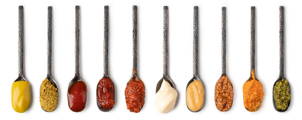 set of spoon with sauce