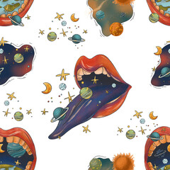 Materiał do szycia Space raster seamless pattern. Illustration can be used for wallpapers, pattern fills, web page backgrounds,surface textures.