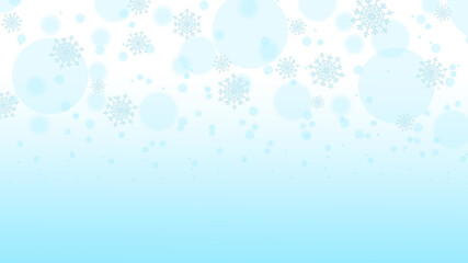 Fototapeta na wymiar The circle bokeh and snowflake on the blue and white gradient background. Abstract winter holiday snow background.