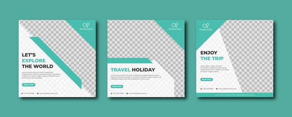 Travel holiday vacation social media post template
