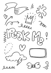 Hand drawn set elements, for concept design. vector illustration.