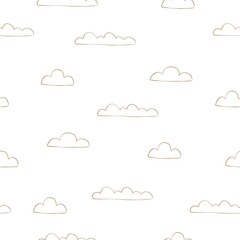 Cute Cloud seamless Pattern. Scandinavian Hand Drawn Style. Rainy Day.