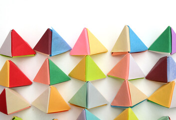 Abstract origami tetrahedrons.