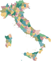Vector illustration of administrative regions of Italy