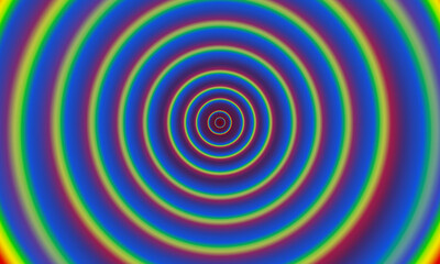Fototapeta na wymiar Abstract background with rainbow colored concentric circles. Optical refraction, wave ripple, tunnel movement artistic interpretation