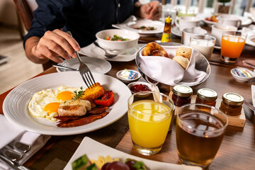 Breakfast Buffet Concept, Breakfast Time in Luxury Hotel, Brunch with Family in Restaurant