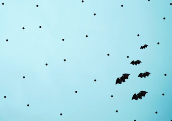 Halloween paper bats - overhead view flat lay