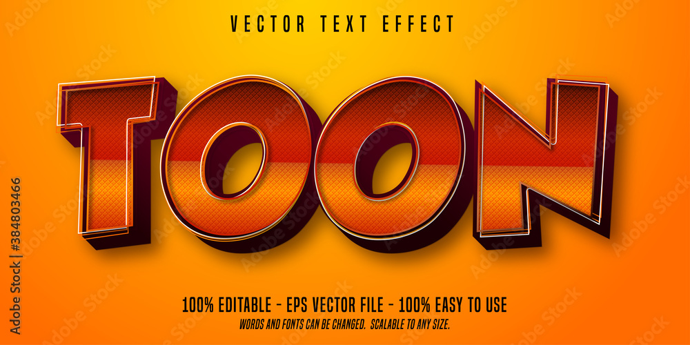 Sticker toon text, cartoon style editable text effect