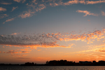 Fototapeta na wymiar Cirrocumulus clouds sunset sky landscape