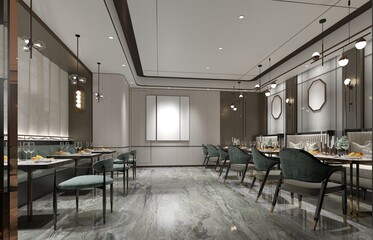 3d render of luxury cafe restaurant