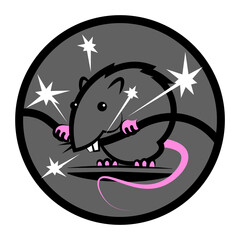 The stylized image of a rat gnawing. Icon for logo or avatar. - 384805214