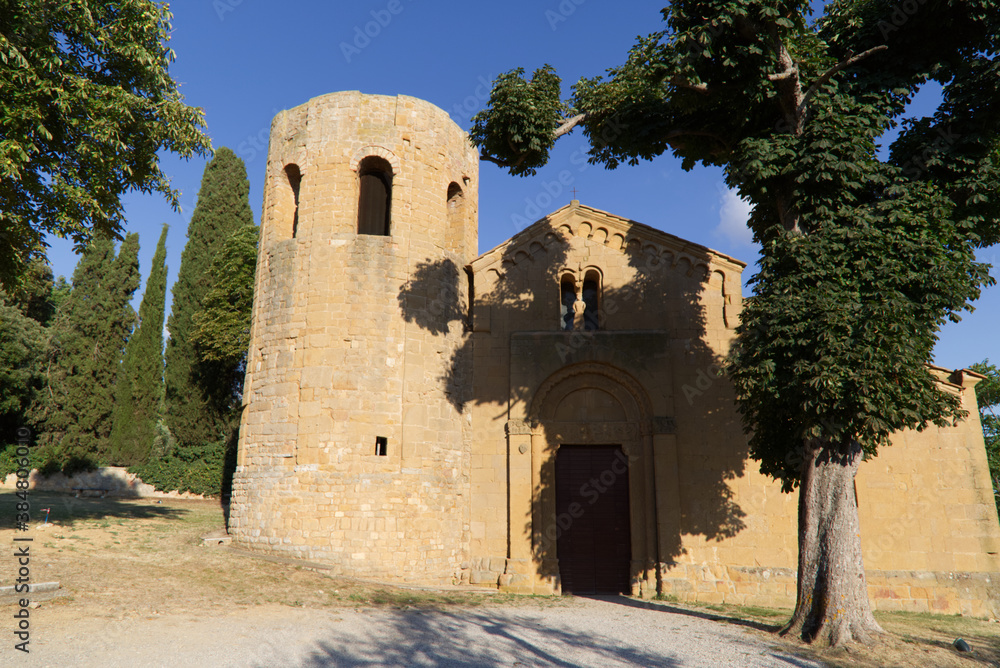 Wall mural parish church of corsignano in pienza in tuscany