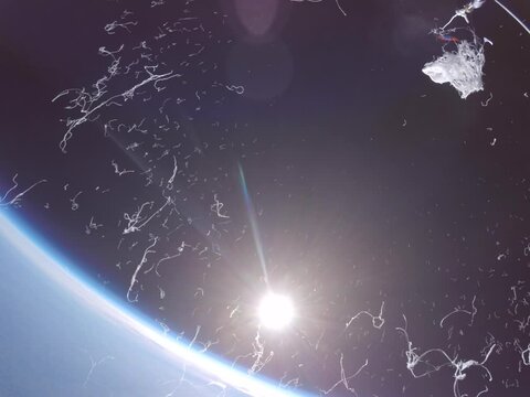 Weather balloon bursting at the edge of space