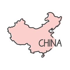 outline of China map- vector illustration