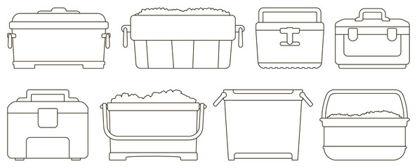 Obraz premium Box for ice vector illustration on white background. Isolated outline set icon icebox. Vector outline set icon box for ice.