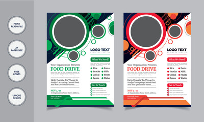 Food Drive Flyer Design Template
Template  Details:
 2 Color Version
Full Vector Eps file
Easy Customization and Editable
Size: A4 (210X297)
300 DPI resolutions
