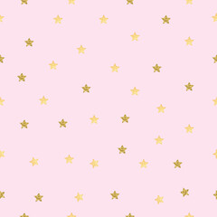 Pink pattern with golden stars, scrapbooking and digital paper