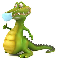 Fototapeta premium Fun 3D cartoon crocodile with a mask