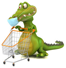 Fun 3D cartoon crocodile with a mask