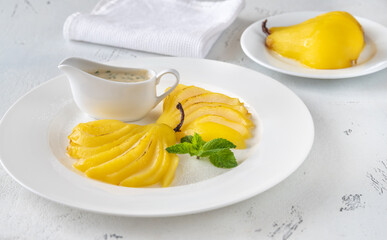 Saffron Poached  Pears