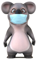 Fun 3D cartoon koala with a mask