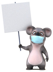 Fun 3D cartoon koala with a mask