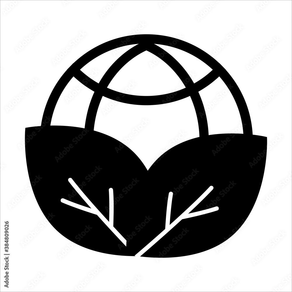 Poster globe icon vector. globe with leaves icon. outline style global nature icon vector concept
