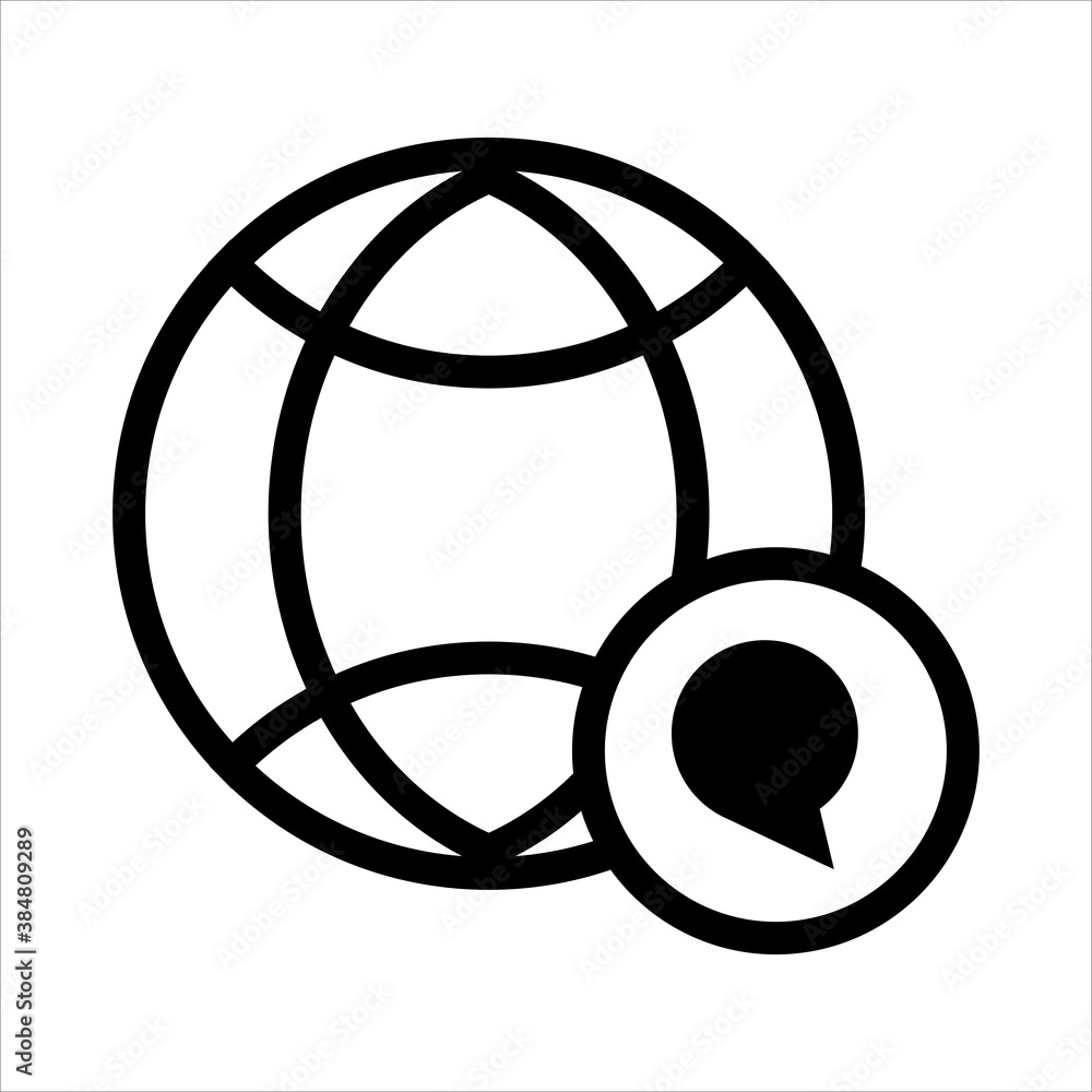 Poster globe icon vector. globe with chat icon. outline style icon vector concept