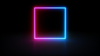 3D rendering Glowing Neon Lights on dark background