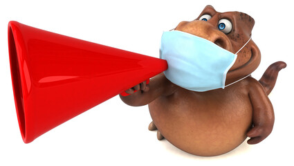 Fun 3D cartoon Dinosaur with a mask © Julien Tromeur