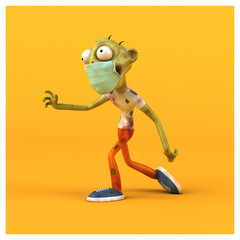 Fun 3D cartoon Zombie with a mask