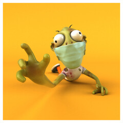 Fun 3D cartoon Zombie with a mask