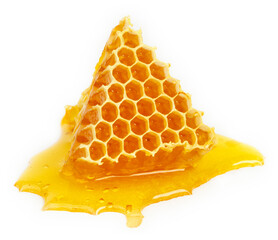 Healing wild honeycomb isolated on white background. Sweet natural and healthy delicacy. Propolis,...