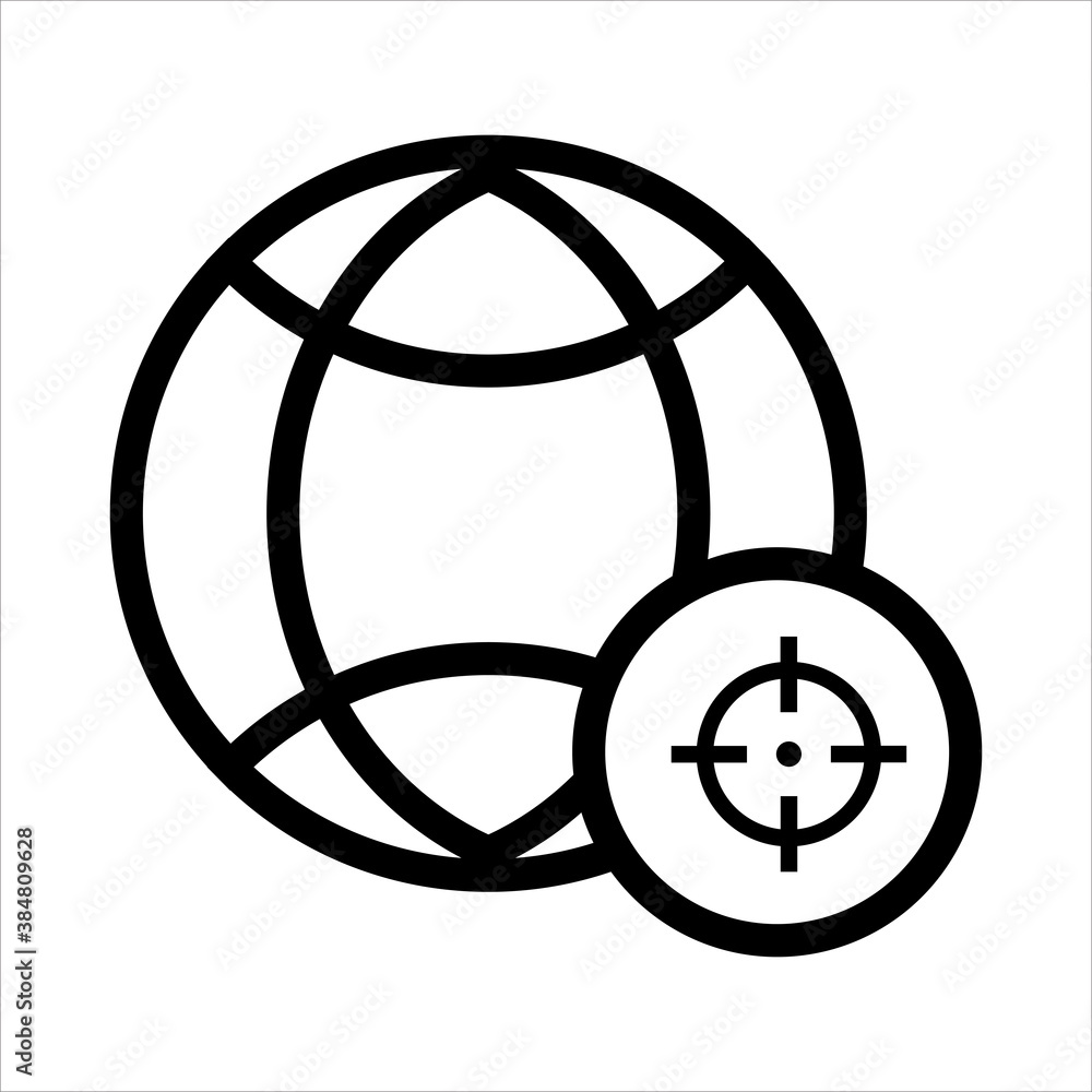 Poster globe icon vector. globe with love icon. outline style icon vector concept