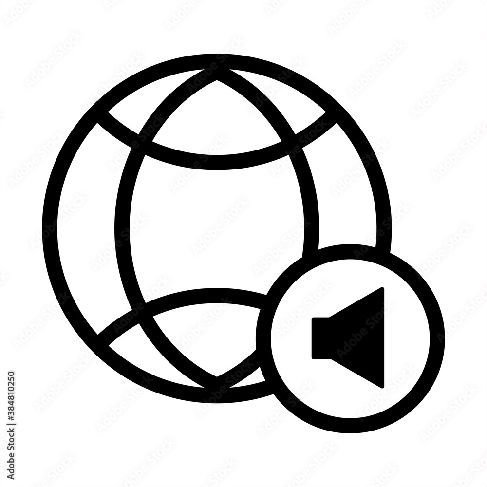 Poster globe icon vector. globe with sound icon. outline style icon vector concept