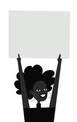 Young Black Female Character. Cartoon Style People. Black Lives Matter Avatar. Isolated Protest Girl. Flat Illustration African American Woman Face. Hand Drawn Vector Drawing 