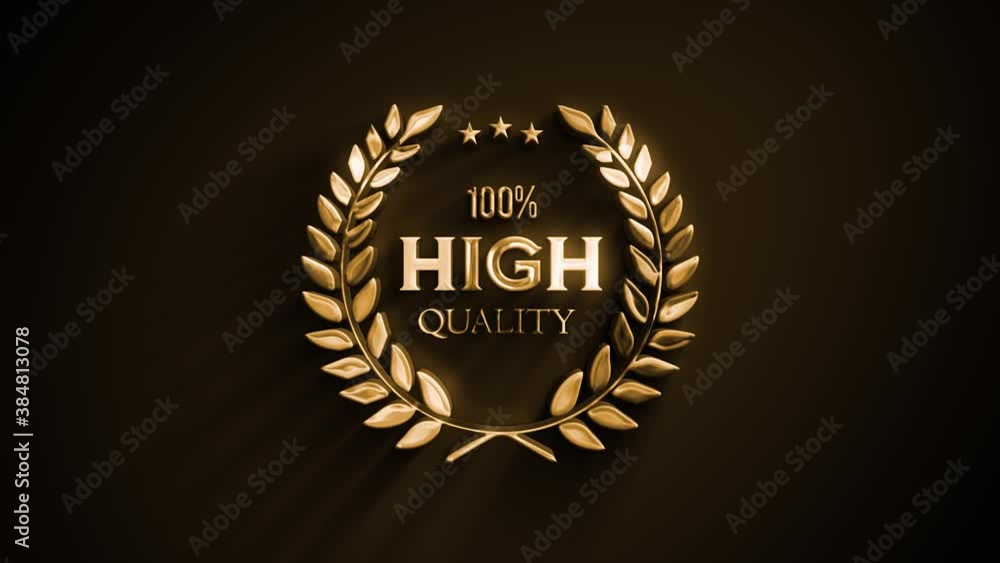 Poster high quality label with laurel leaves and gold texture animation/ 4k animation of a design palm awar