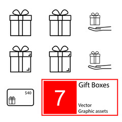 gift box icon set vector 