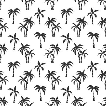 Palm trees black seamless pattern