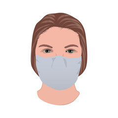 Wearing mask young woman face. Virus, coronavirus, covid-19 poster.