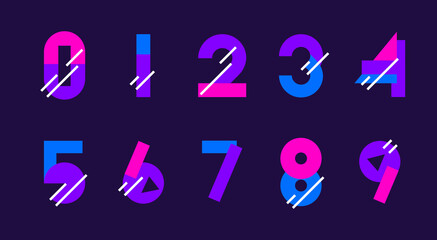 Vector color set of numbers