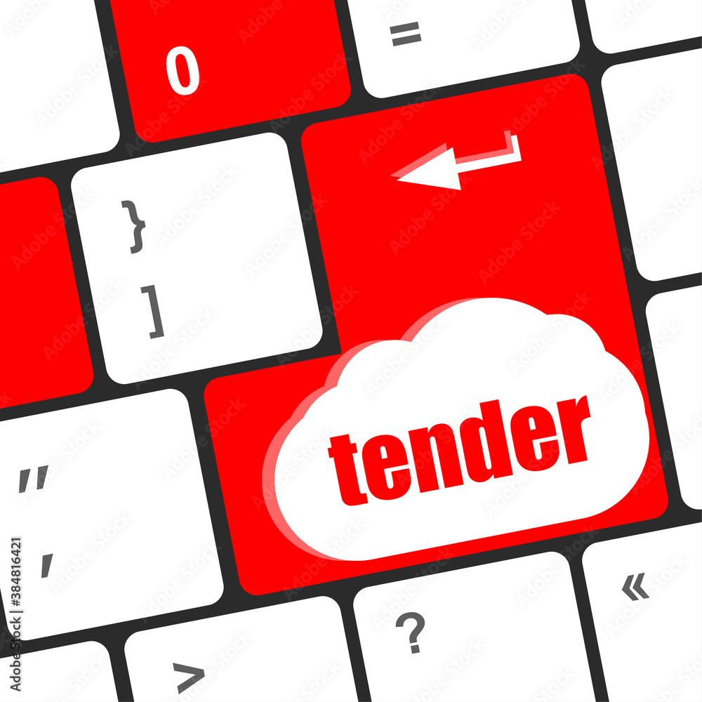 Poster button on modern computer keyboard with word tender, business concept