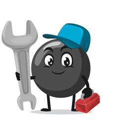 vector illustration of bomb character of mascot wearing service costume and holding wrench