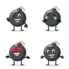 vector illustration of bomb character of mascot collection set with expression theme