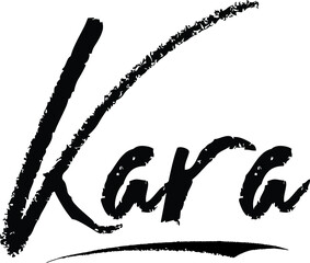 Kara-Female name Modern Brush Calligraphy on White Background
