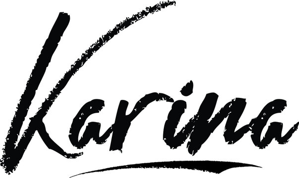  Karina-Female name Modern Brush Calligraphy on White Background